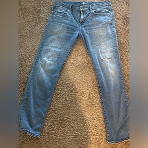 Distressed straight jean